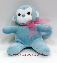 法國綿柔娃娃：寶寶抱抱系列～小猴子（淺藍） 